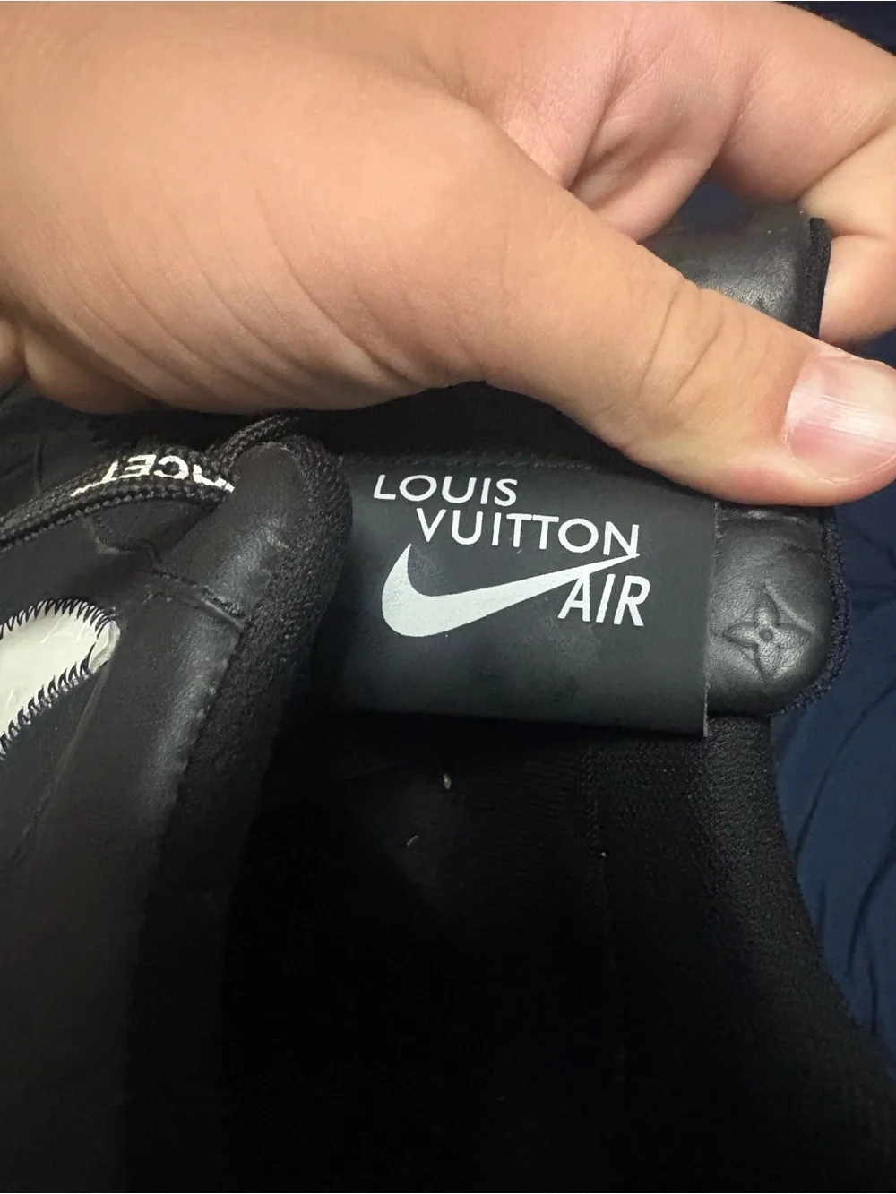 Off-White Black Leather Sneakers with White Swoosh and Green Tab